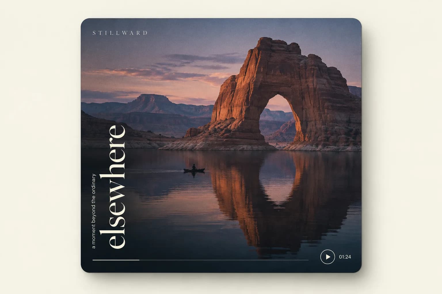 Sandstone arch reflected in a desert lake
